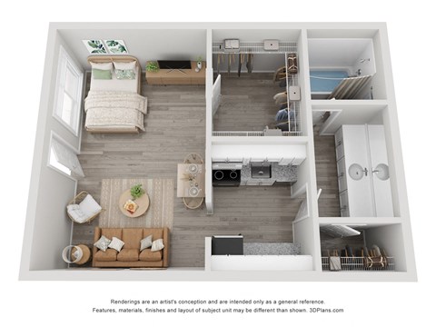 Studio 1 Bath Floor Plan | 550 Sq. Ft. at Balfour Chastain, Sandy Springs, GA